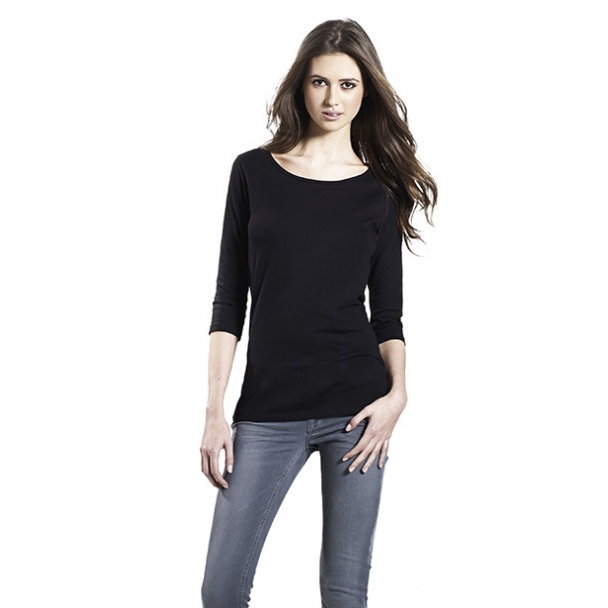 WOMENS 3/4 SLEEVE STRETCH T-SHIRT